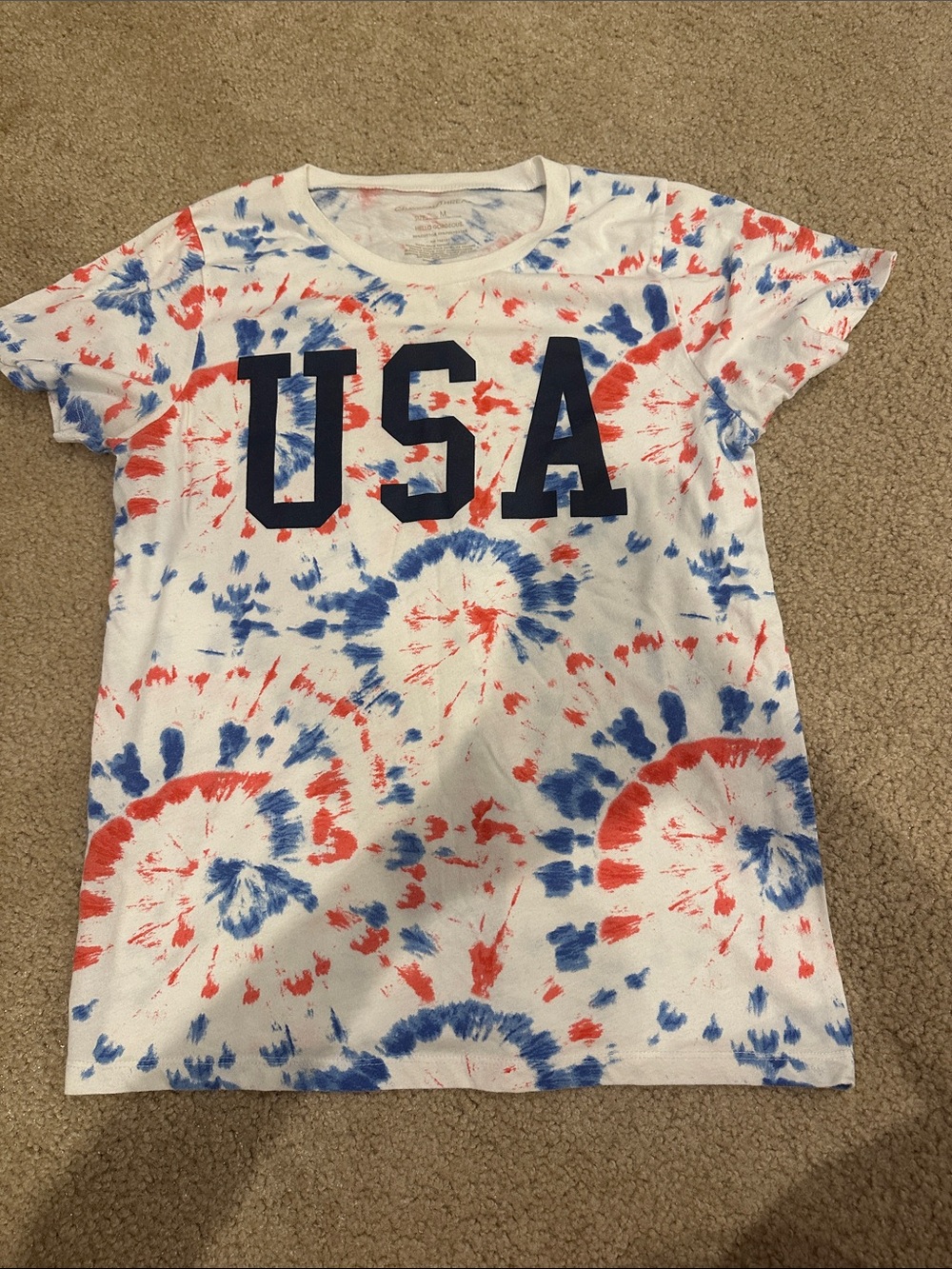 Grayson Threads White Tie-Dye USA Tee - Red & Blue